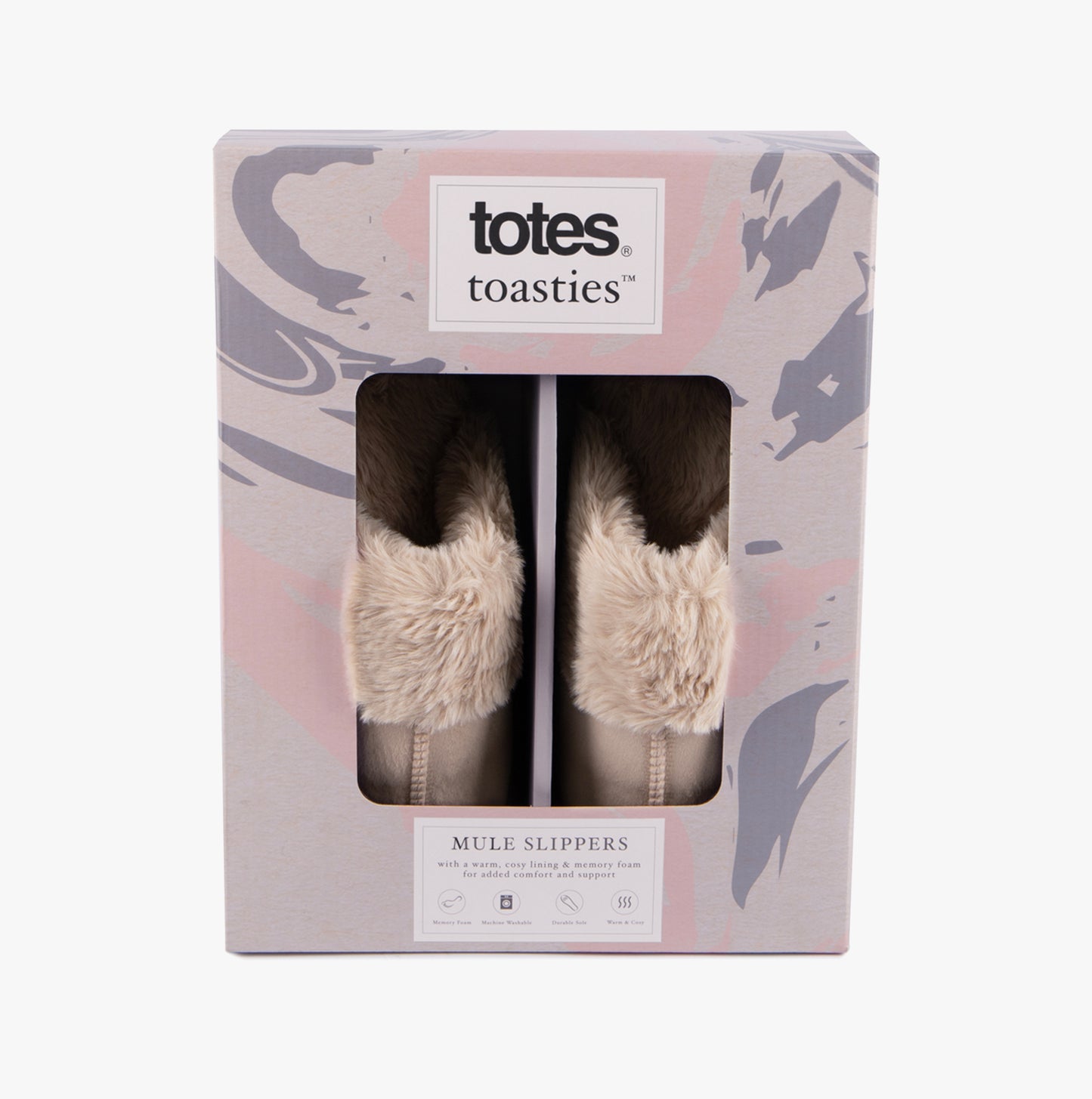 Totes Toasties VELOUR MULE Slippers Womens Taupe