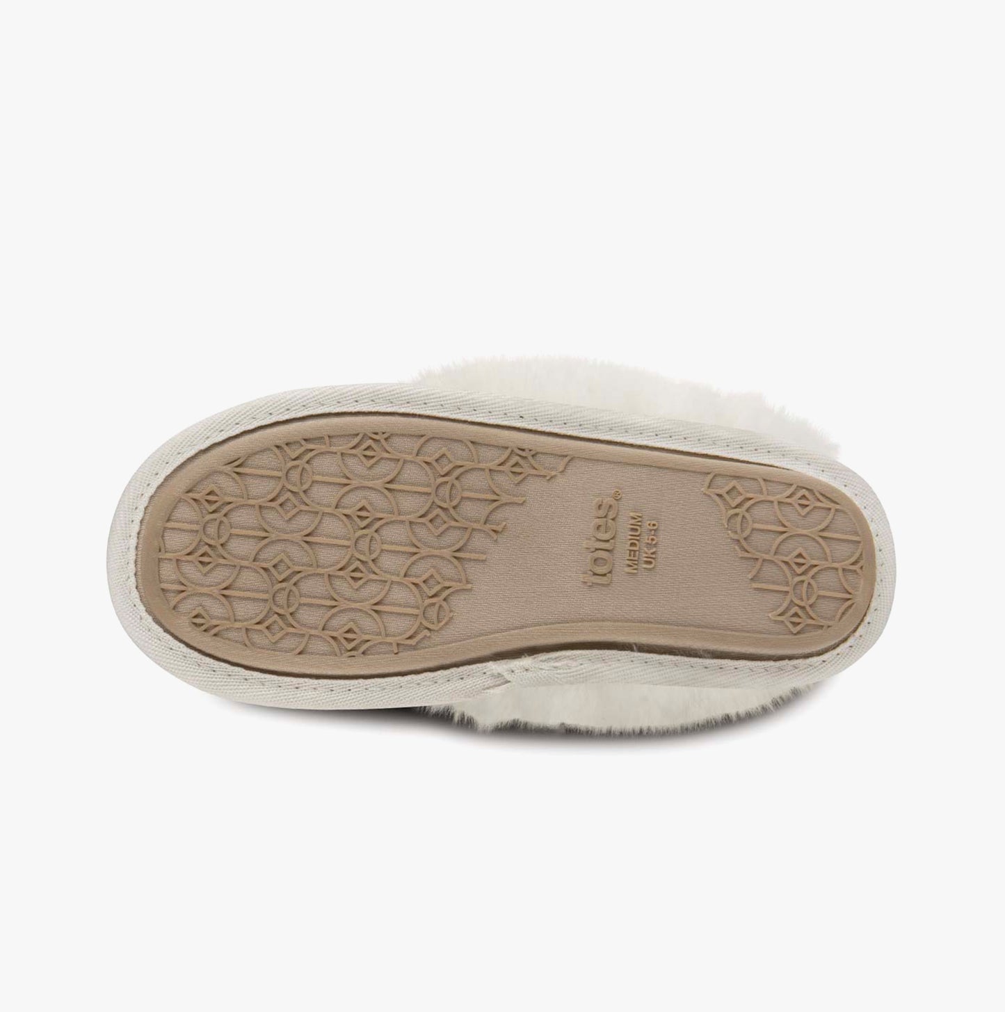 Totes Toasties TEXTURED SPARKLE FAUX FUR MULE Slippers Womens Cream