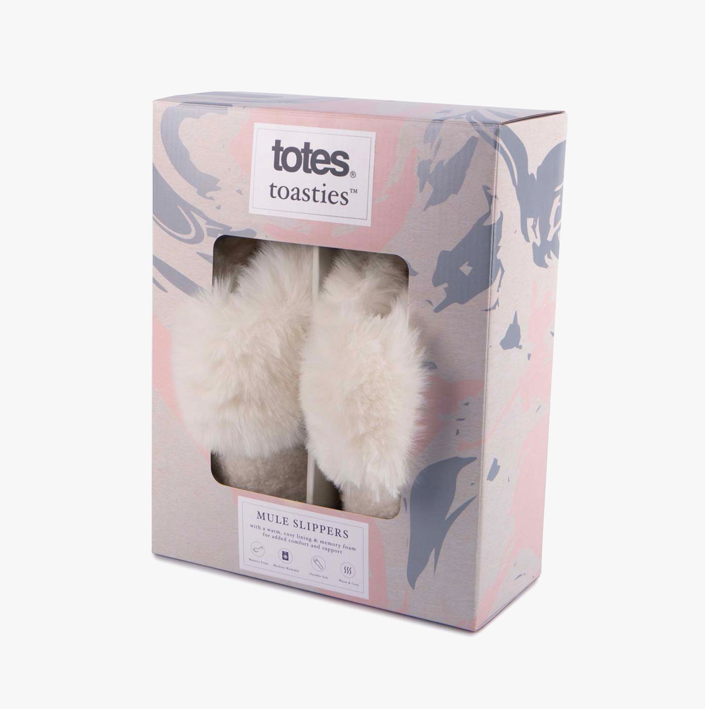 Totes Toasties TEXTURED SPARKLE FAUX FUR MULE Slippers Womens Cream