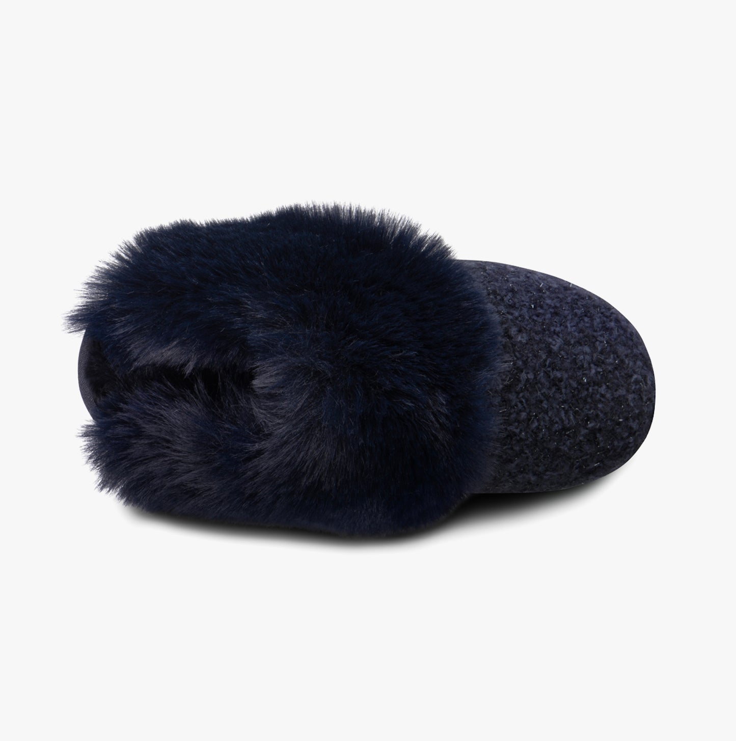 Totes Toasties TEXTURED SPARKLE FAUX FUR MULE Slippers Womens Navy