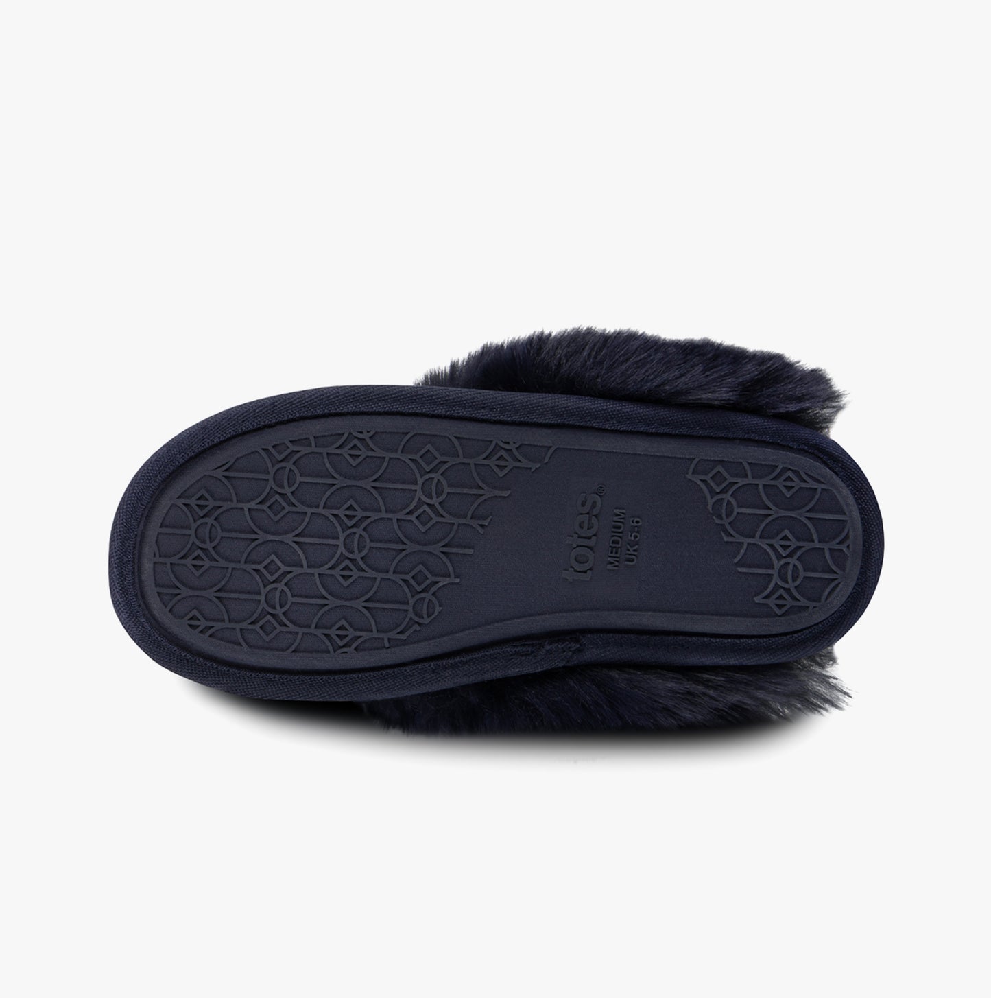 Totes Toasties TEXTURED SPARKLE FAUX FUR MULE Slippers Womens Navy