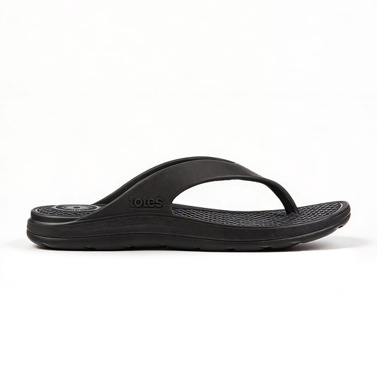 Totes Sol Bounce 0352 Mens Toe-Post Sandals Black
