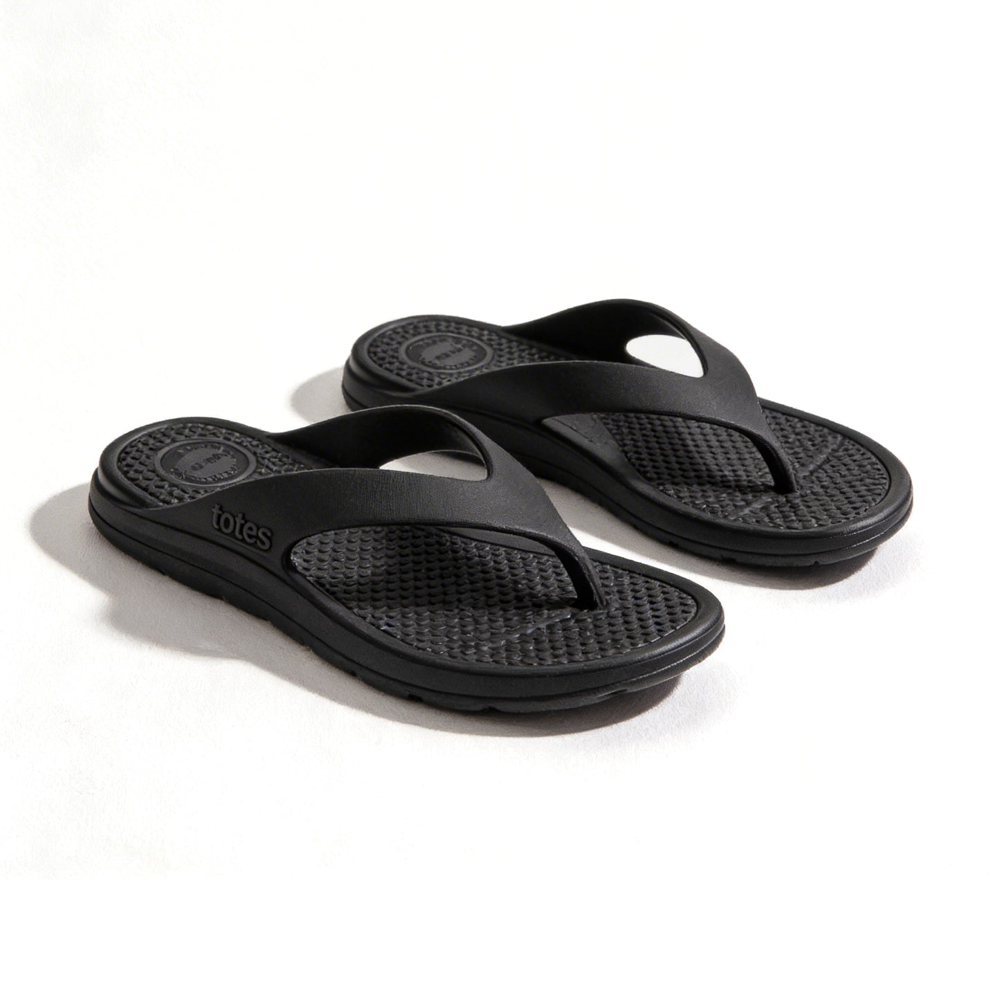 Totes Sol Bounce 0352 Mens Toe-Post Sandals Black