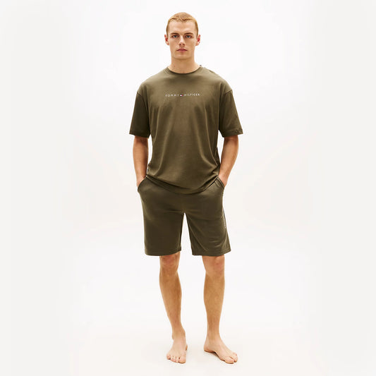Tommy Hilfiger SS LOGO TEE Mens Loungewear Army Green