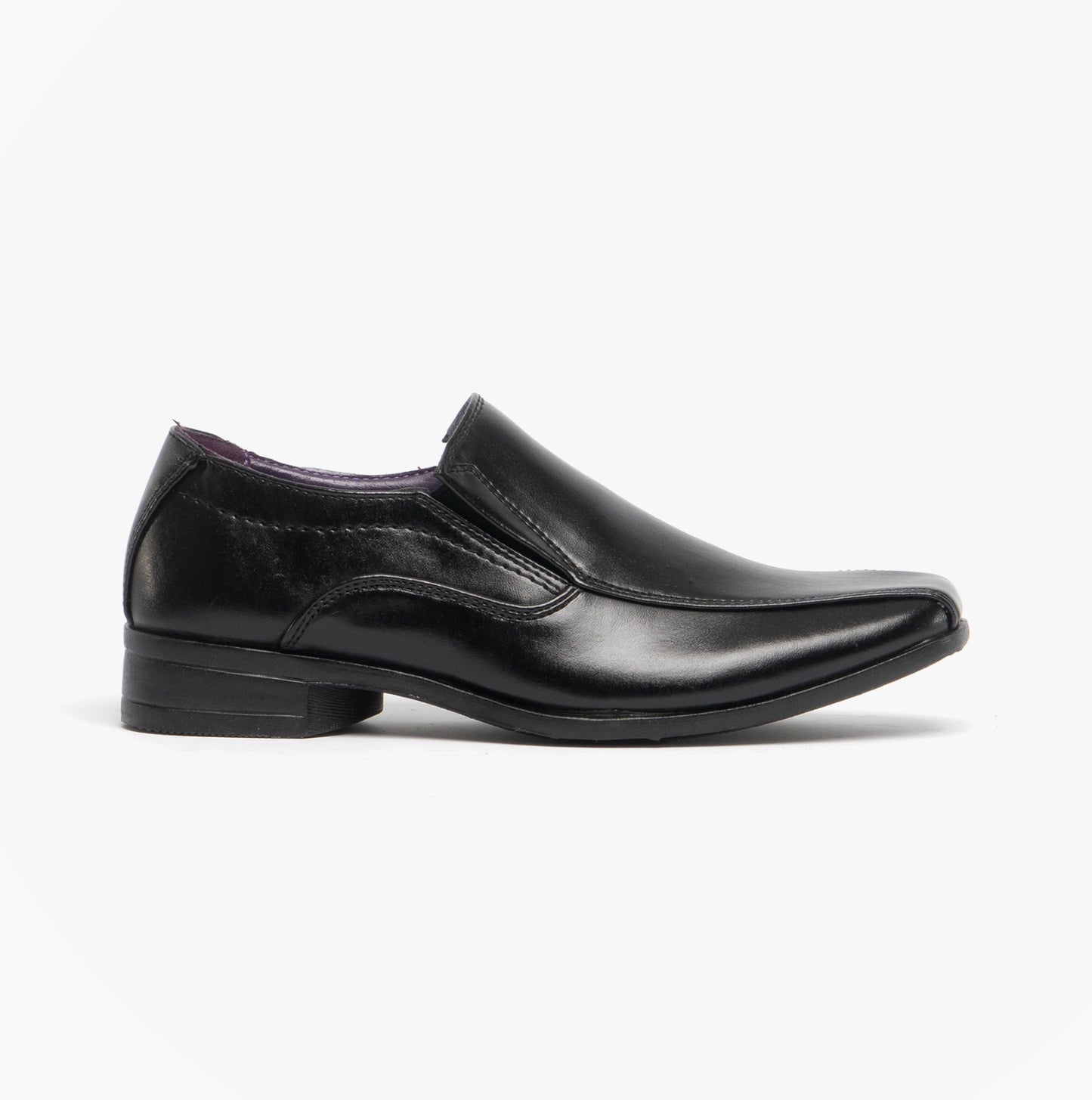 US Brass RAVEN Boys Faux Leather Slip On School Shoes Black