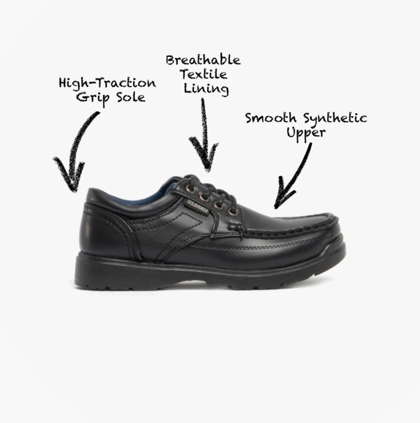 US Brass STUBBY Boys Lace-Up Casual Shoes Black