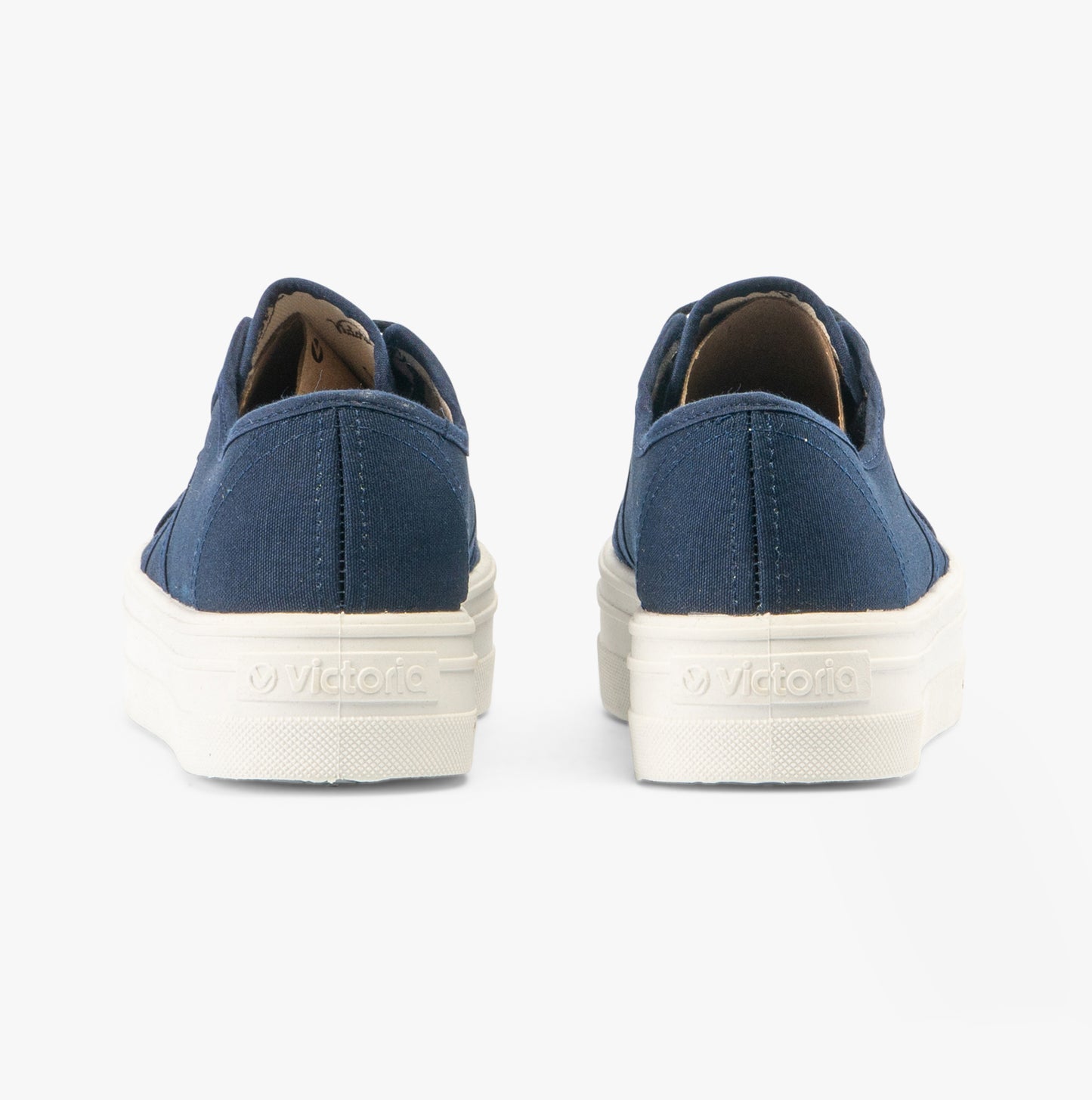 BARCELONA Womens Platform Canvas Trainers Blue