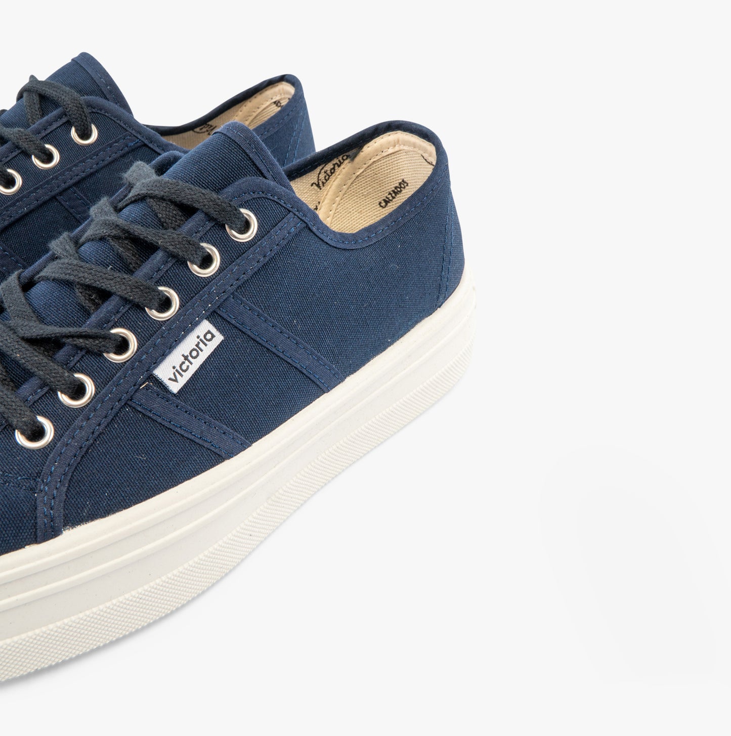 BARCELONA Womens Platform Canvas Trainers Blue
