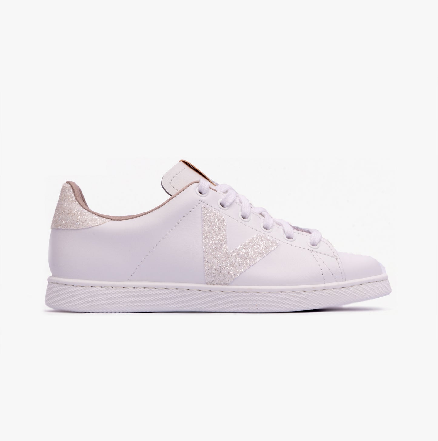 TENIS LEATHER & GLITTER SWIRLS Womens Trainers Blanco
