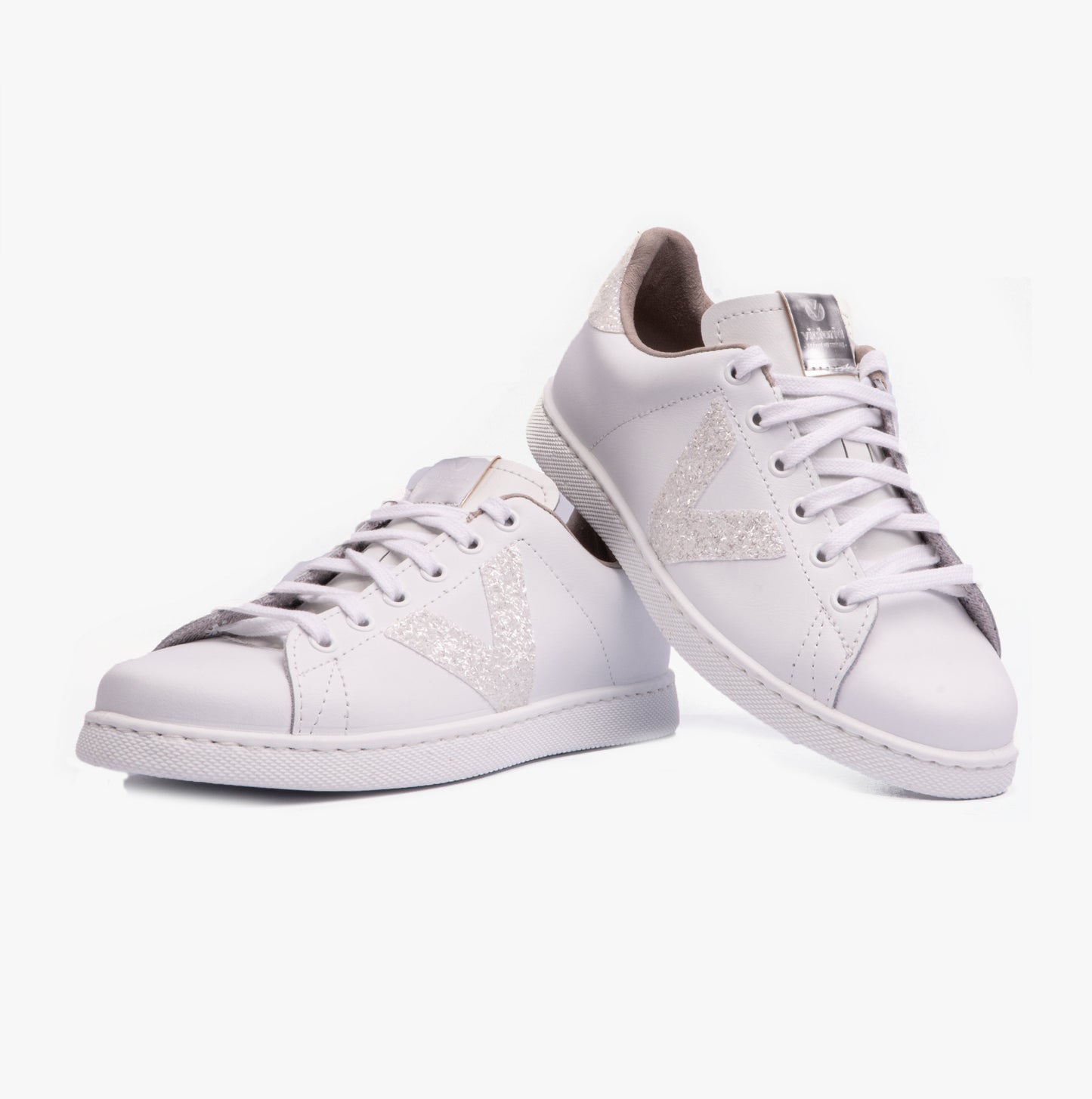 TENIS LEATHER & GLITTER SWIRLS Womens Trainers Blanco