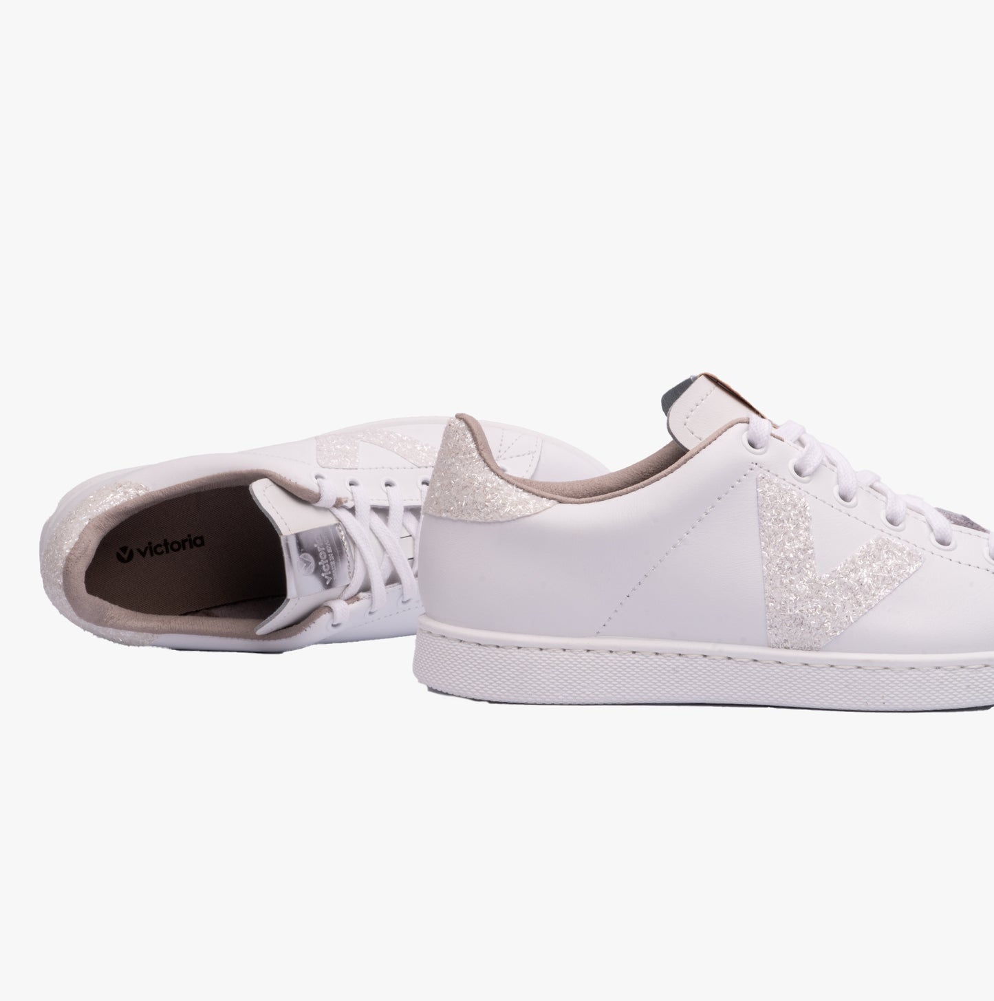 TENIS LEATHER & GLITTER SWIRLS Womens Trainers Blanco