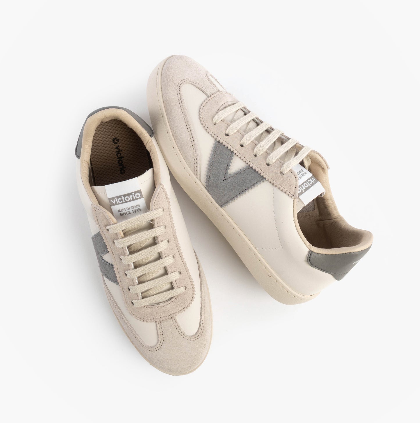 BERLIN FAUX LEATHER & SPLIT Womens Trainers Gris