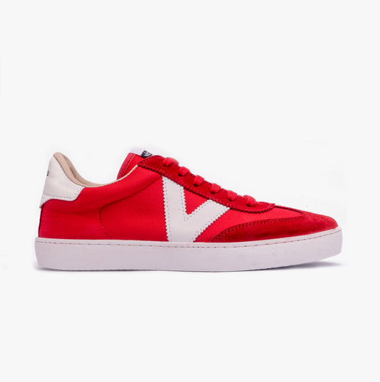 BERLIN SPLIT LEATHER & NYLON Womens Trainers Rojo