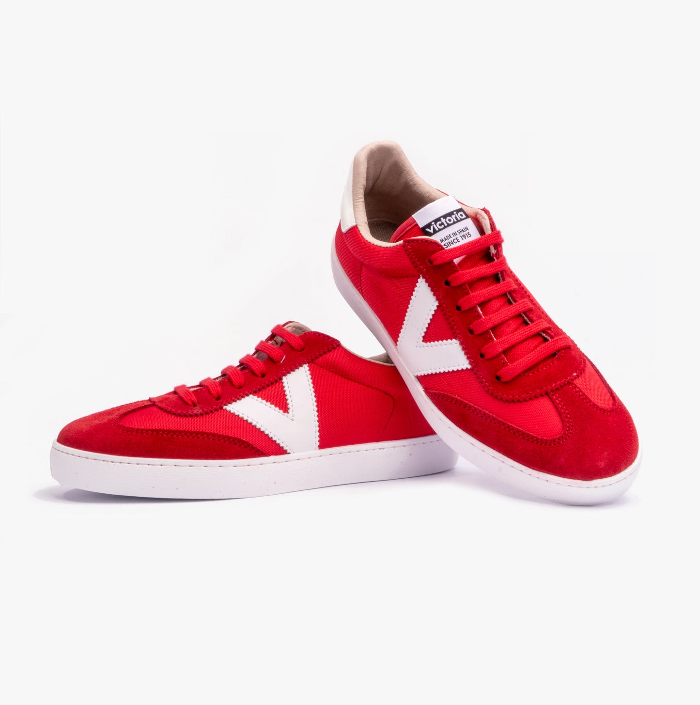 BERLIN SPLIT LEATHER & NYLON Womens Trainers Rojo
