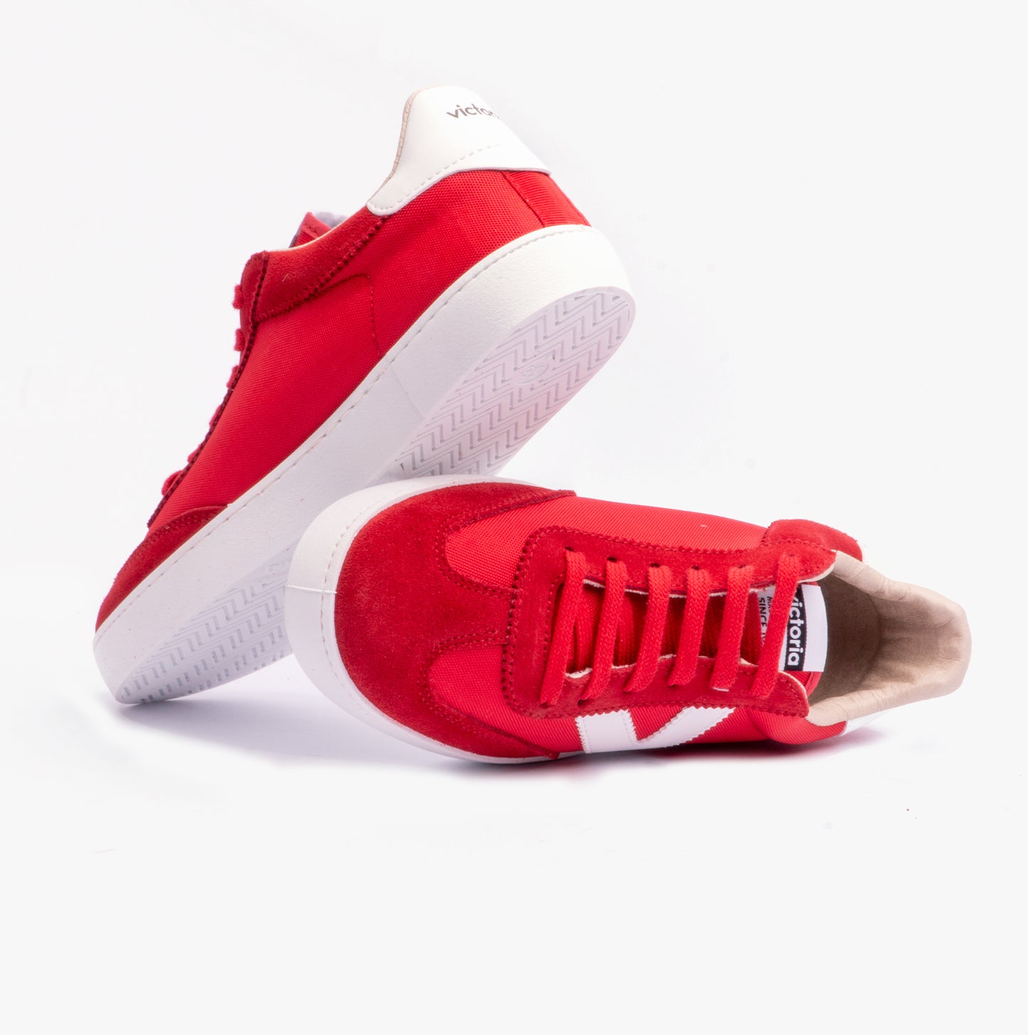 BERLIN SPLIT LEATHER & NYLON Womens Trainers Rojo