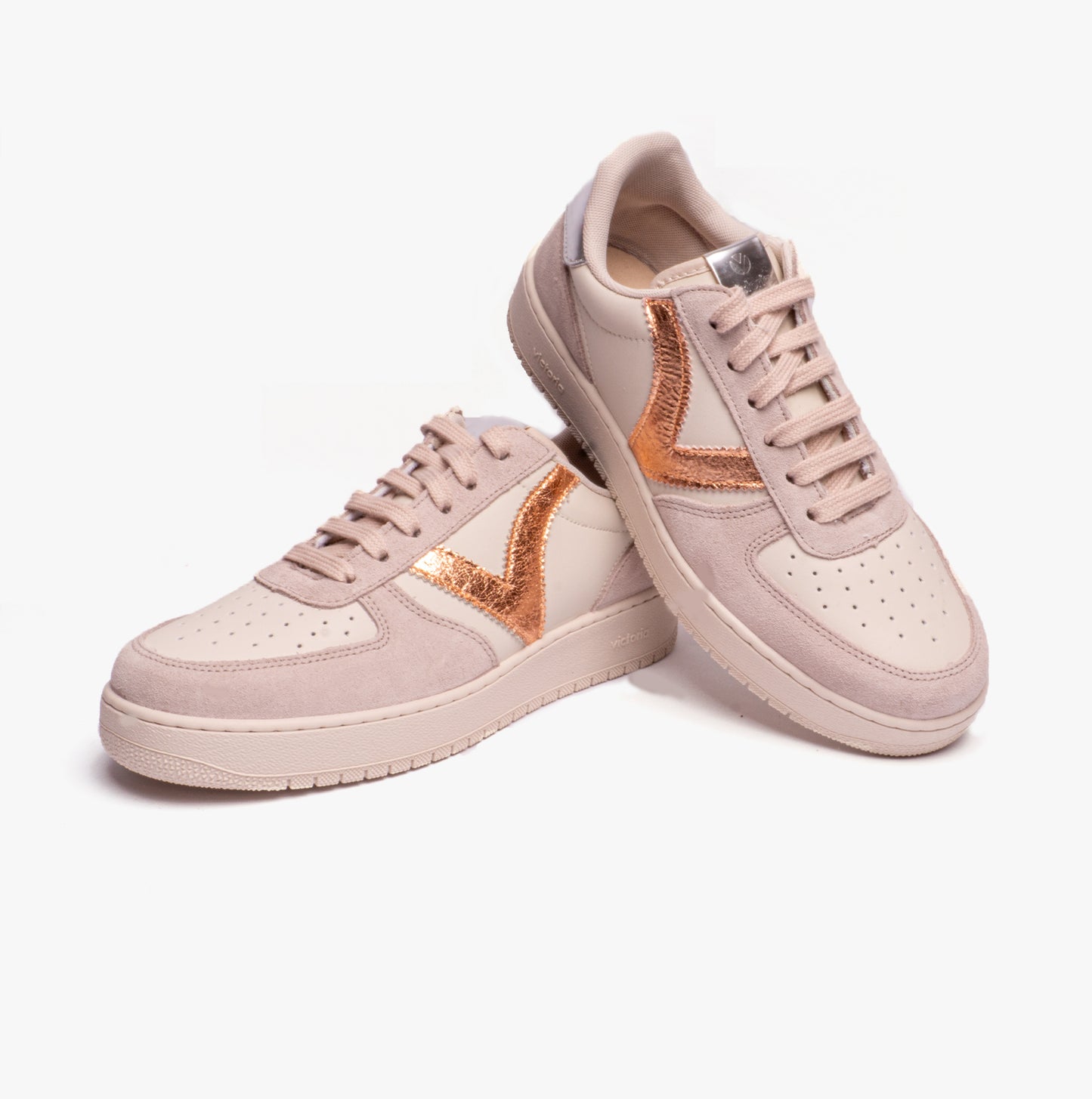 MADRID METAL & SPLIT LEATHER Womens Trainers Nude