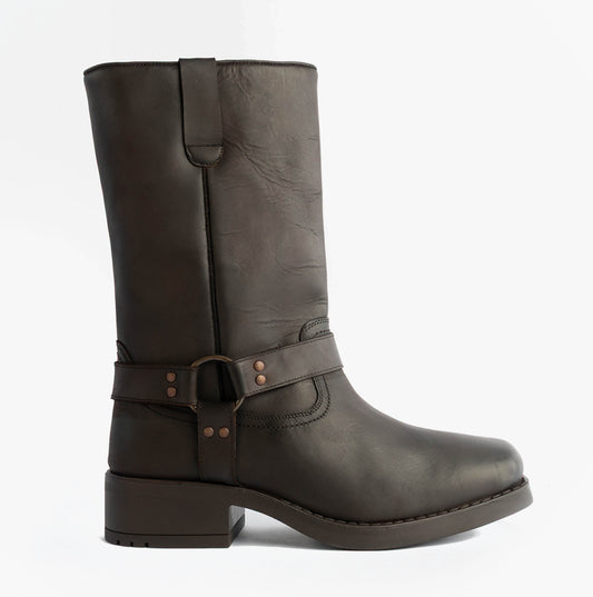 Woodland HIGH HARLEY Mens Leather Western Boots Dark Brown