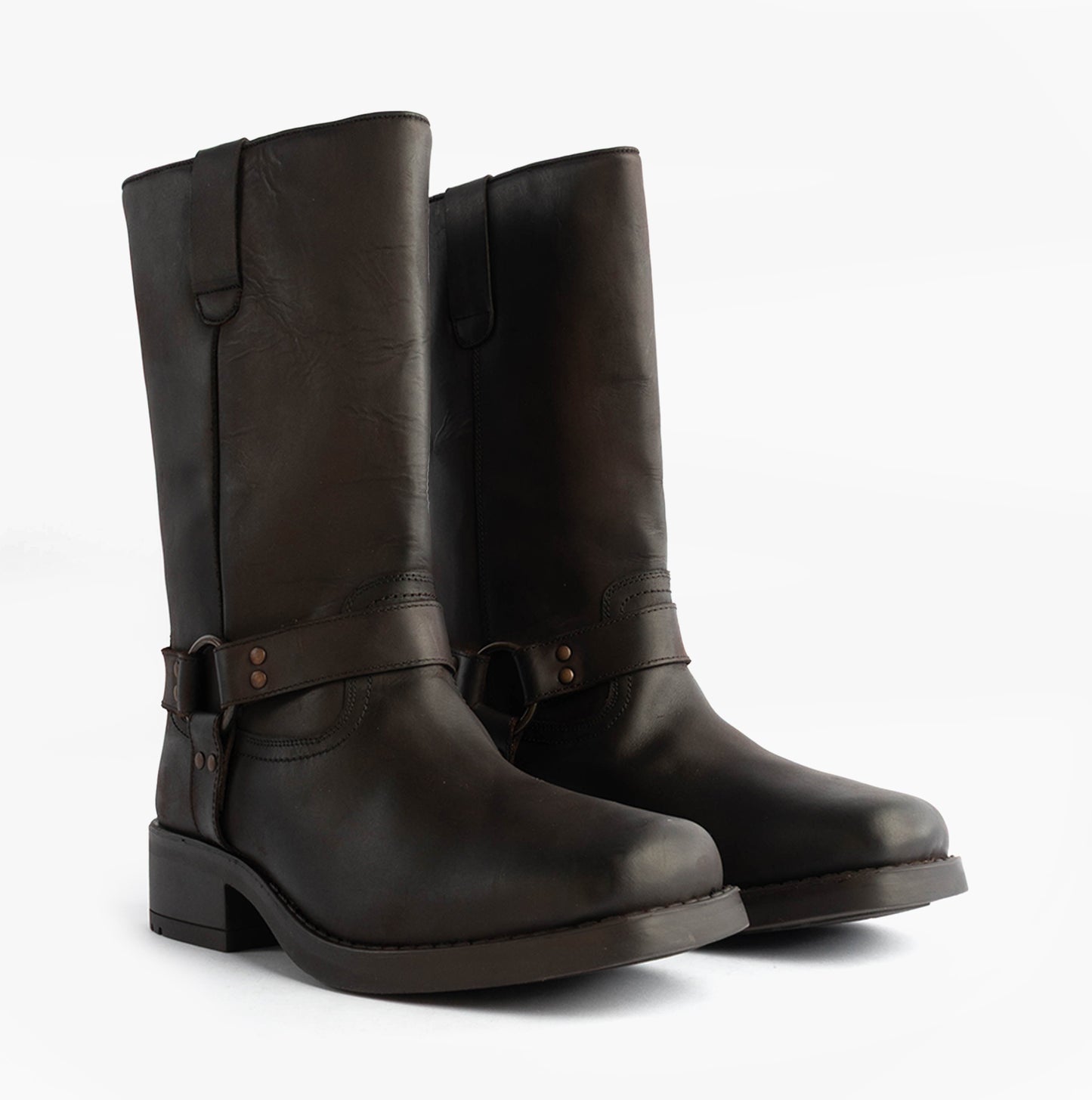 Woodland HIGH HARLEY Mens Leather Western Boots Dark Brown