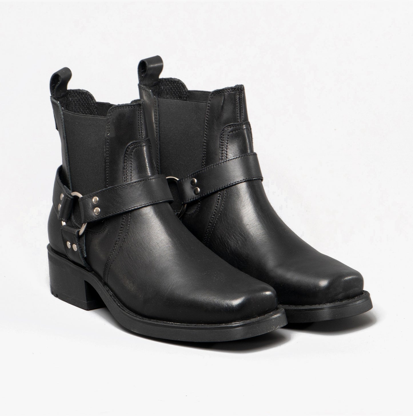 Woodland HARLEY Mens Leather Ankle Biker Cowboy Boots Black