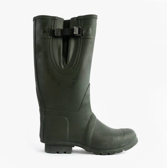 Woodland NEOPRENE Gusset Unisex Buckle Wellington Boots Olive Green