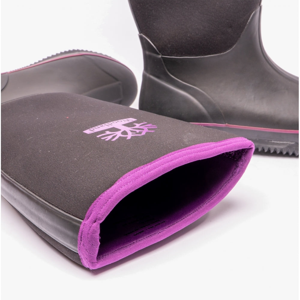 Woodland PULL ON PLAIN NEOPRENE Womens Wellington Boots Black