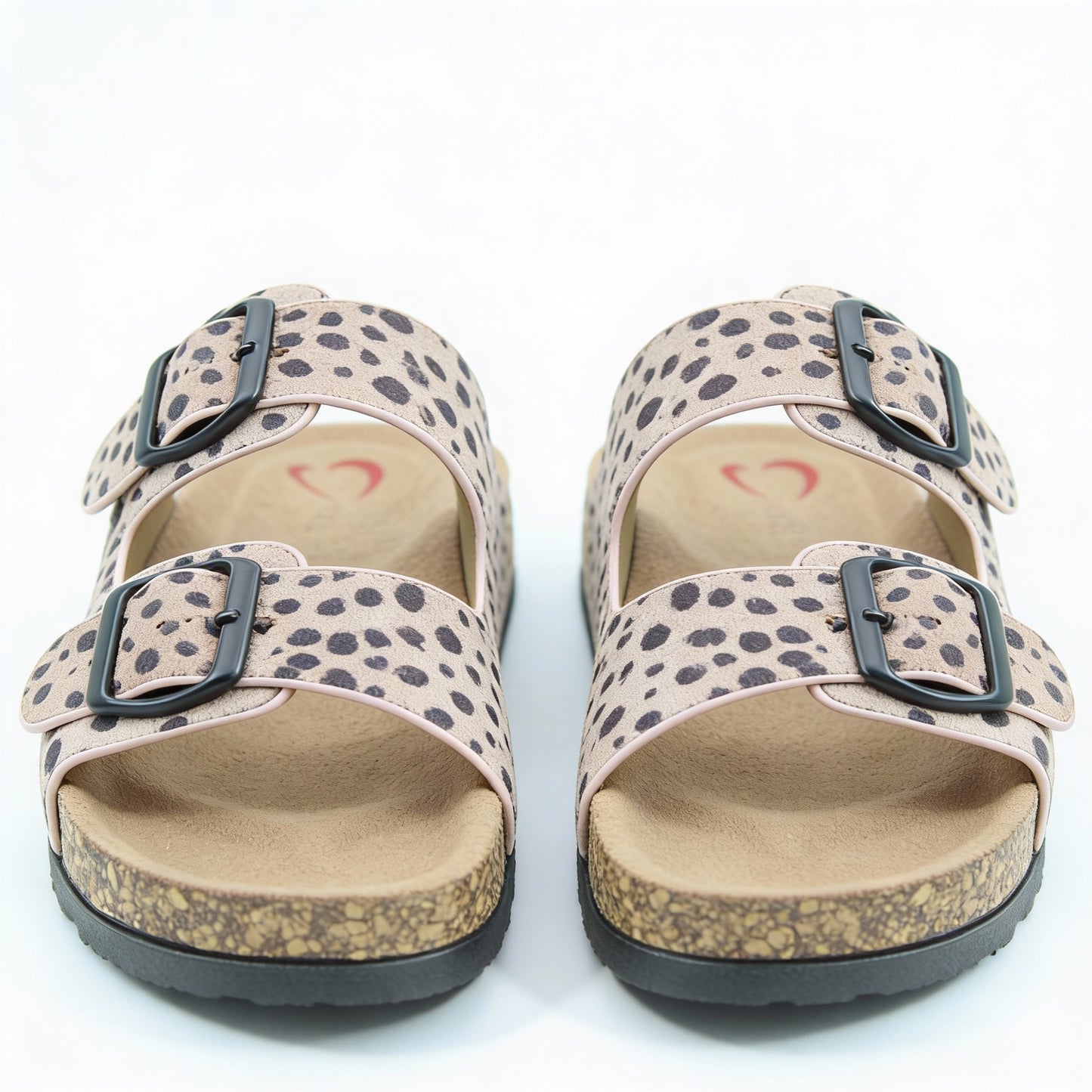Heavenly Feet HARMONY2 PRINT CHEETAH Womens Mules Sandals Dusty Pink/Black