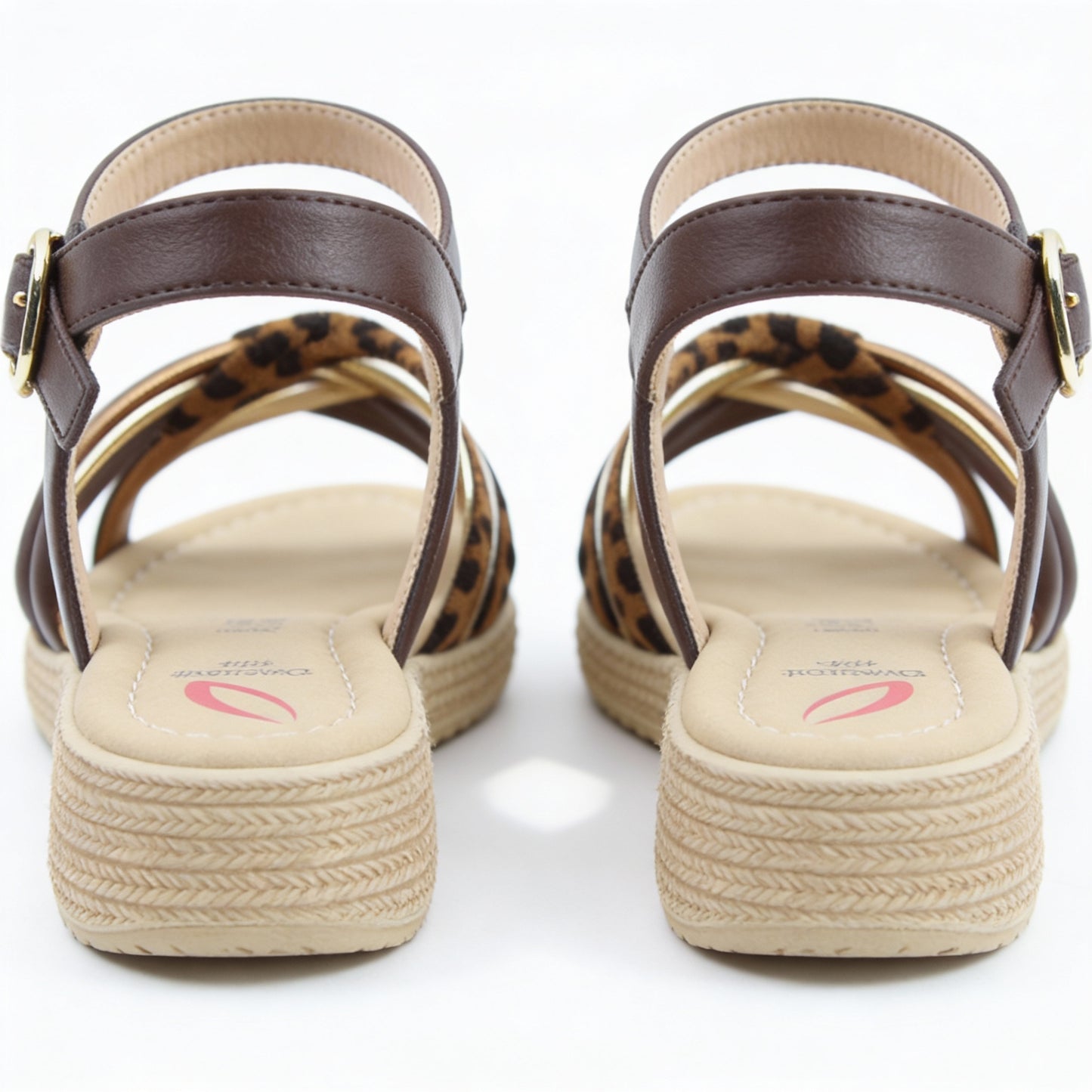 Heavenly Feet SYMPHONY Womens Ankle Strap Sandals Chocolate/Leopard