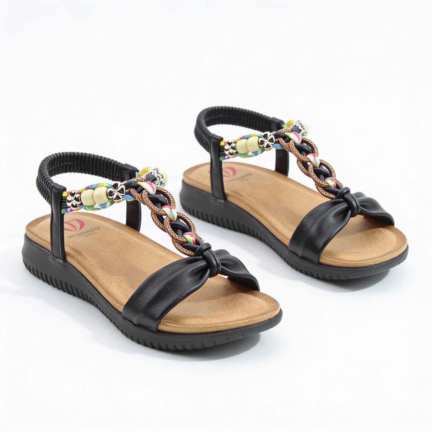 Heavenly Feet BRIGHT Womens Slingback Sandals Black