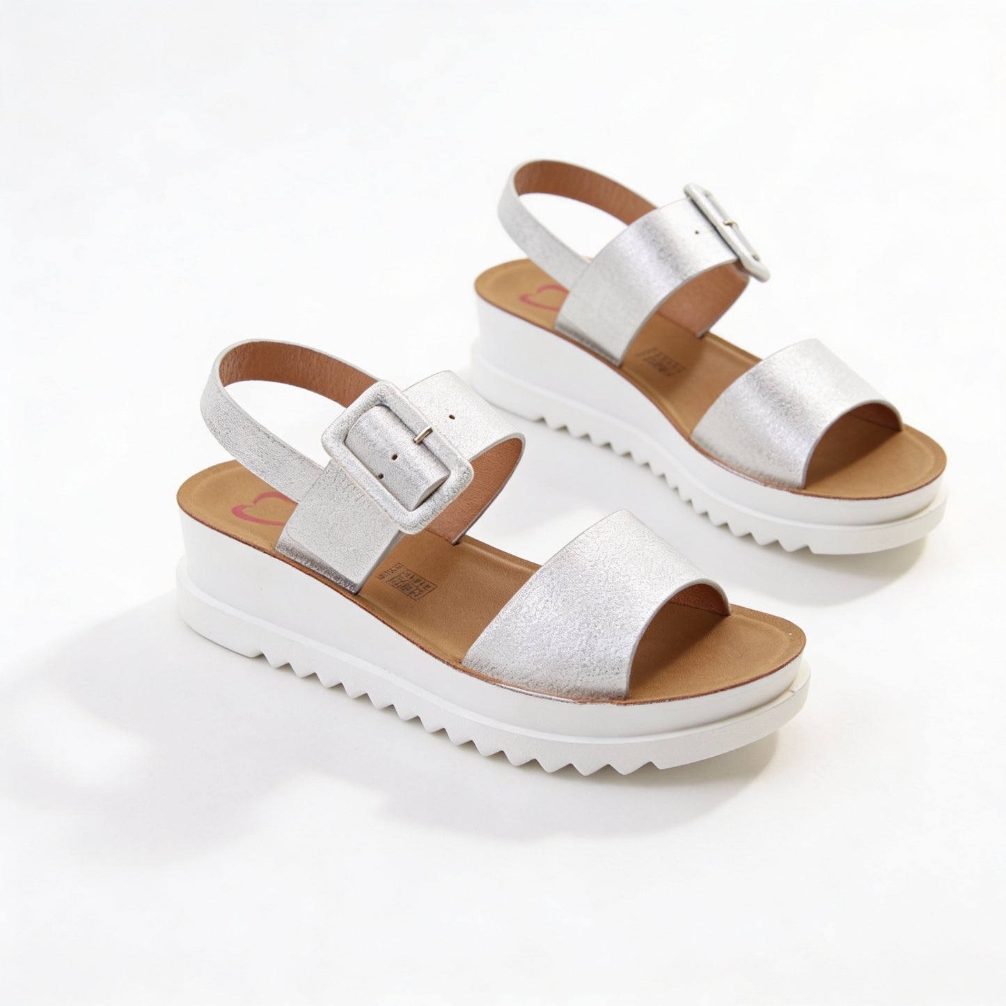 Heavenly Feet PISTACHIO Womens Ankle Strap Sandals Silver