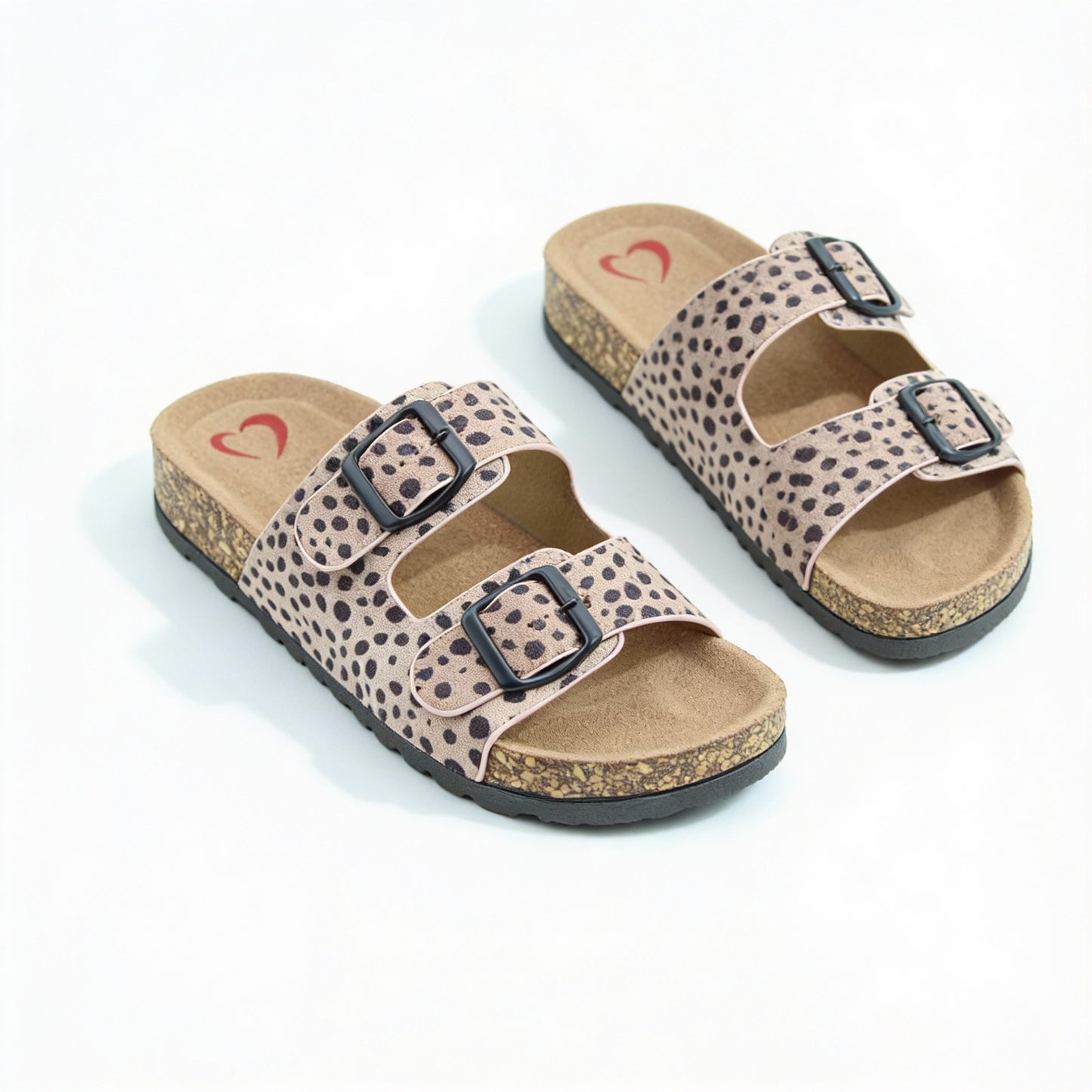 Heavenly Feet HARMONY2 PRINT CHEETAH Womens Mules Sandals Dusty Pink/Black