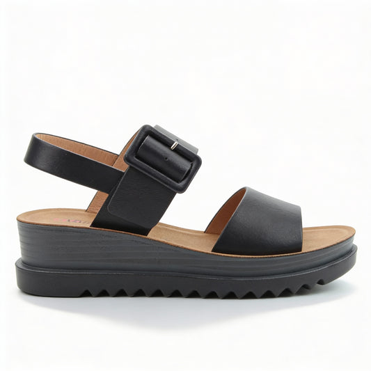 Heavenly Feet PISTACHIO Womens Ankle Strap Sandals Black