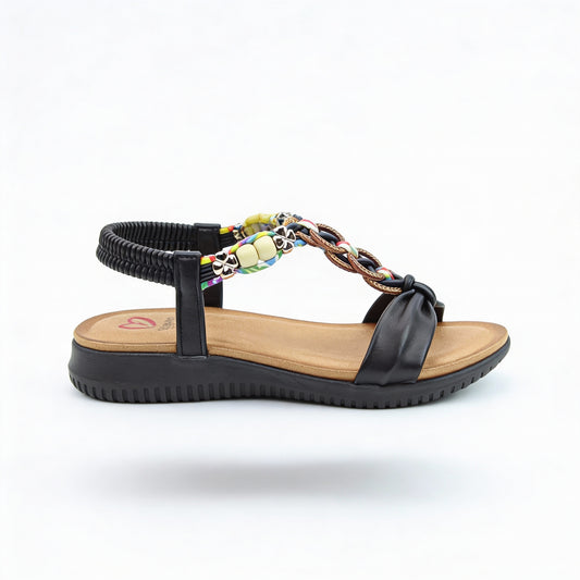 Heavenly Feet BRIGHT Womens Slingback Sandals Black