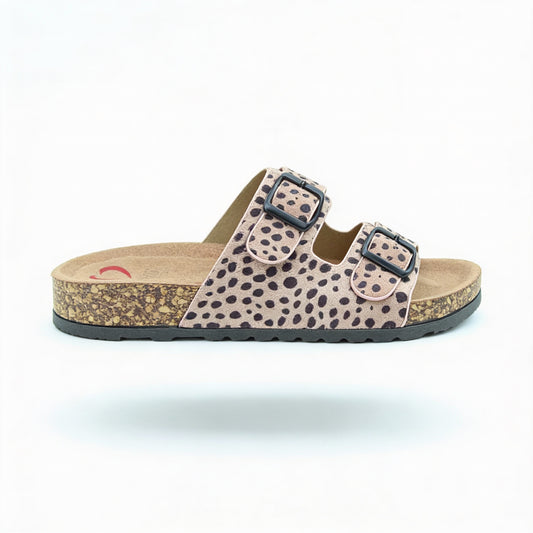 Heavenly Feet HARMONY2 PRINT CHEETAH Womens Mules Sandals Dusty Pink/Black