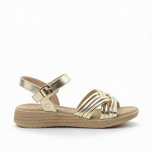 Heavenly Feet SYMPHONY Womens Ankle Strap Sandals Gold