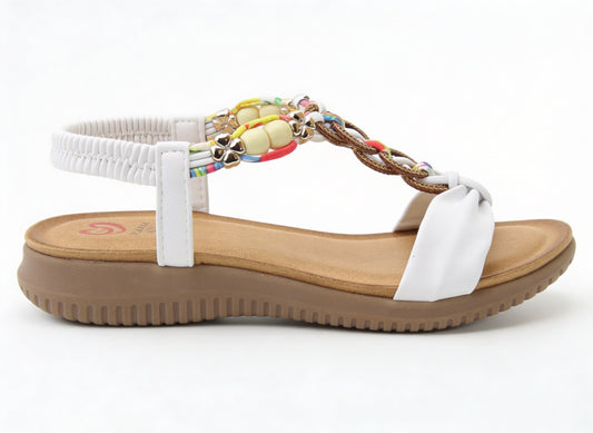 Heavenly Feet BRIGHT Womens Slingback Sandals White