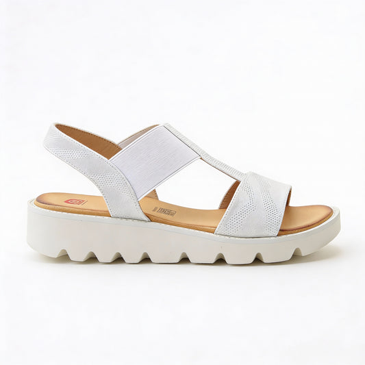 Heavenly Feet RITZ SHIMMER Womens Slingback Sandals White/Silver